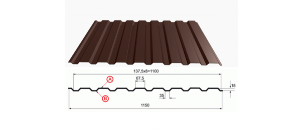Профнастил коричневый оцинкованный  RAL 8017 С-20 купить недорого в Клине